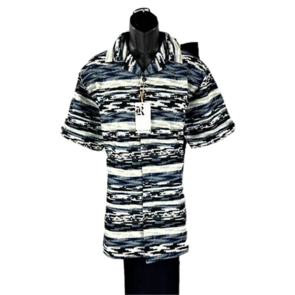 KNY Rizzo Men's Leisure Suit 2 Piece Navy Black Gray White Pleated Pants